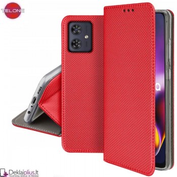 Telone atverčiamas dėklas - raudonas (Motorola Moto G54) Telone atverčiamas dėklas - raudonas (Motorola Moto G54)